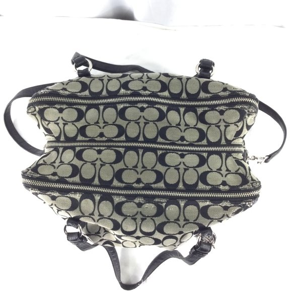 Coach Park Signature Triple Zip Satchel Black - Picture 5 of 16